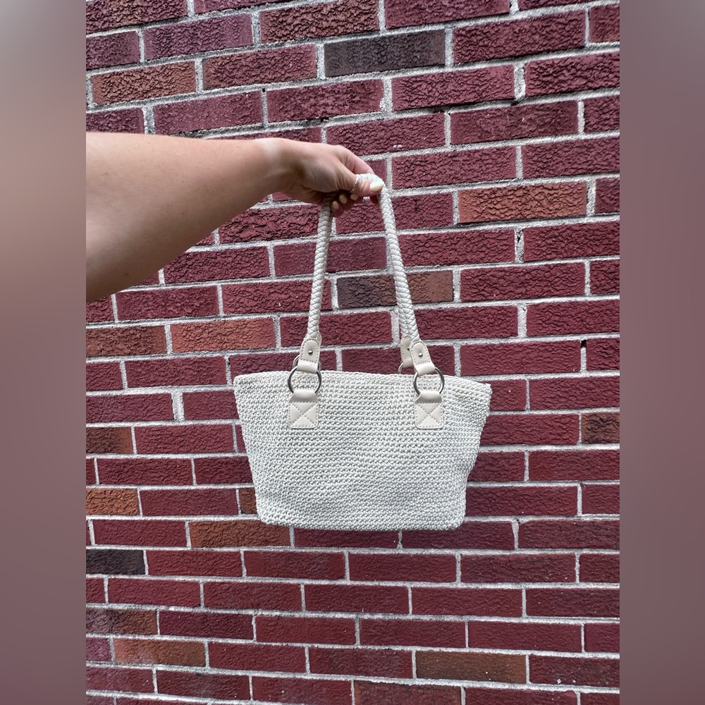 Cream Woven Handbag